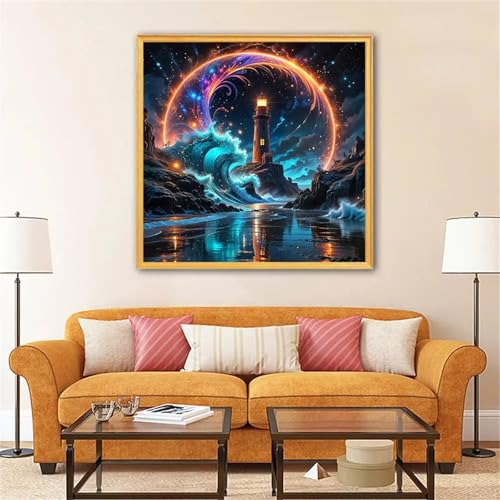 Umfarvt 5D Turm Mond Diamond Painting Erwachsene,Diamond Painting Bilder für Anfänger,DIY Round Drill Voller Kristall Strass Kreuzstich Malen Nach Zahlen Kits für Zuhause Dekor 30x30cm von Umfarvt