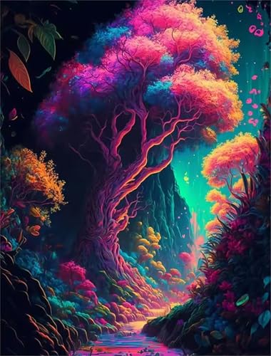 Umfarvt Diamond Painting Bunter Baum Set für Erwachsene DIY Square Strass 80x100cm,5D diamond painting bilder Diamant Kunst Malerei Stickerei Kreuzstich Set,Wohnzimmer Wanddeko von Umfarvt