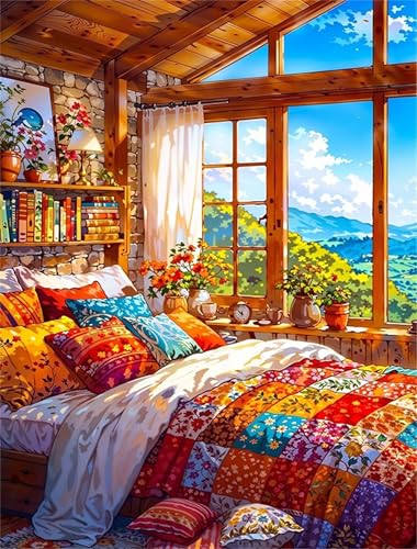 Umfarvt Diamond Painting Gemütliches Schlafzimmer Set für Erwachsene DIY Round Strass 60x80cm,5D diamond painting bilder Diamant Kunst Malerei Stickerei Kreuzstich Set,Wohnzimmer Wanddeko Umfarvt Diamond Painting Gemütliches Schlafzimmer Set für Erwachsene DIY Round Strass 60x80cm,5D diamond painting bilder Diamant Kunst Malerei Stickerei Kreuzstich Set,Wohnzimmer Wanddeko von Umfarvt