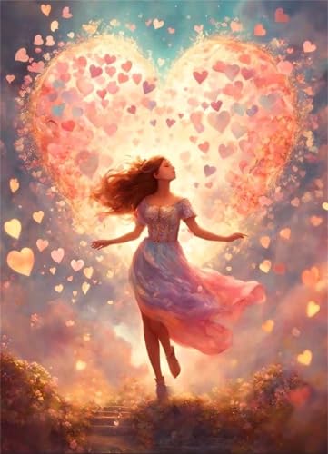 Umfarvt Diamond Painting Liebendes Mädchen Set für Erwachsene DIY Round Strass 100x130cm,5D diamond painting bilder Diamant Kunst Malerei Stickerei Kreuzstich Set,Wohnzimmer Wanddeko von Umfarvt