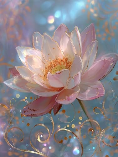Umfarvt Diamond Painting Lotusblütenblätter Set für Erwachsene DIY Square Strass 40x50cm,5D diamond painting bilder Diamant Kunst Malerei Stickerei Kreuzstich Set,Wohnzimmer Wanddeko von Umfarvt
