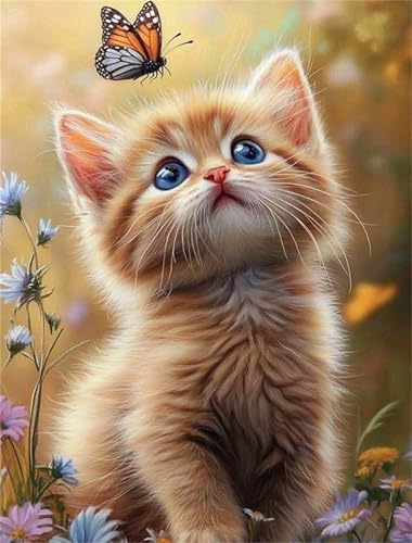 Umfarvt Diamond Painting Neugierige Katze Schmetterling Set für Erwachsene DIY Square Strass 90x110cm,5D diamond painting bilder Diamant Kunst Malerei Stickerei Kreuzstich Set,Wohnzimmer Wanddeko Umfarvt Diamond Painting Neugierige Katze Schmetterling Set für Erwachsene DIY Square Strass 90x110cm,5D diamond painting bilder Diamant Kunst Malerei Stickerei Kreuzstich Set,Wohnzimmer Wanddeko von Umfarvt