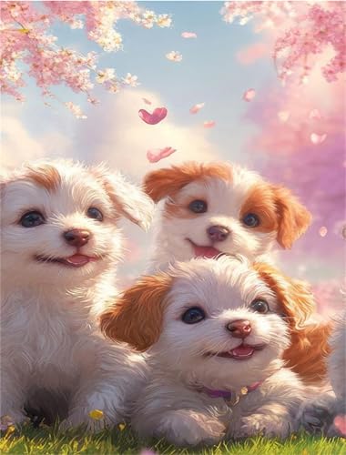 Umfarvt Diamond Painting Rasen Hundebaum Set für Erwachsene DIY Square Strass 90x110cm,5D diamond painting bilder Diamant Kunst Malerei Stickerei Kreuzstich Set,Wohnzimmer Wanddeko von Umfarvt