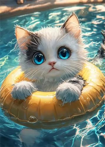 Umfarvt Diamond Painting Schwimmring Katze Set für Erwachsene DIY Round Strass 30x40cm,5D diamond painting bilder Diamant Kunst Malerei Stickerei Kreuzstich Set,Wohnzimmer Wanddeko Umfarvt Diamond Painting Schwimmring Katze Set für Erwachsene DIY Round Strass 30x40cm,5D diamond painting bilder Diamant Kunst Malerei Stickerei Kreuzstich Set,Wohnzimmer Wanddeko von Umfarvt