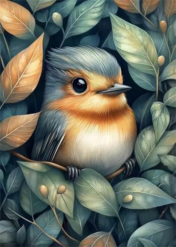 Umfarvt Diamond Painting Vögel Grünes Blatt Set für Erwachsene DIY Round Strass 70x90cm,5D diamond painting bilder Diamant Kunst Malerei Stickerei Kreuzstich Set,Wohnzimmer Wanddeko von Umfarvt