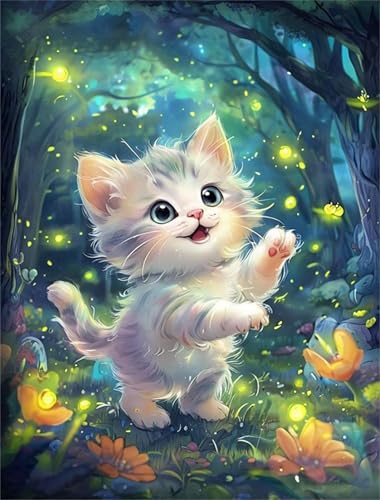 Umfarvt Dschungel-Glühwürmchen-Katze Diamond Painting Erwachsene set DIY Round Vollbohrer 40x50cm,5D Diamant Painting Bilder für Erwachsene,Strass Stickerei Leinwand painting set,Wanddeko Geschenk Umfarvt Dschungel-Glühwürmchen-Katze Diamond Painting Erwachsene set DIY Round Vollbohrer 40x50cm,5D Diamant Painting Bilder für Erwachsene,Strass Stickerei Leinwand painting set,Wanddeko Geschenk von Umfarvt