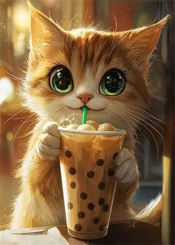 Umfarvt Milchtee Katze Diamond Painting Erwachsene set DIY Square Vollbohrer 50x70cm,5D Diamant Painting Bilder für Erwachsene,Strass Stickerei Leinwand painting set,Wanddeko Geschenk Umfarvt Milchtee Katze Diamond Painting Erwachsene set DIY Square Vollbohrer 50x70cm,5D Diamant Painting Bilder für Erwachsene,Strass Stickerei Leinwand painting set,Wanddeko Geschenk von Umfarvt