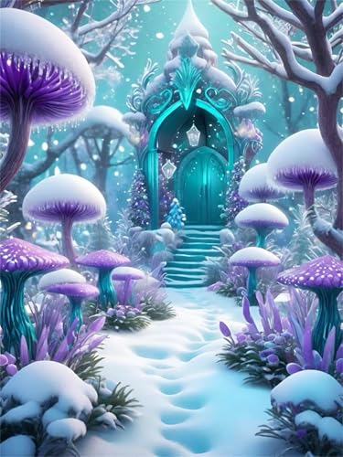 Umfarvt Pilz-Wälder Diamond Painting Erwachsene set DIY Square Vollbohrer 60x80cm,5D Diamant Painting Bilder für Erwachsene,Strass Stickerei Leinwand painting set,Wanddeko Geschenk von Umfarvt