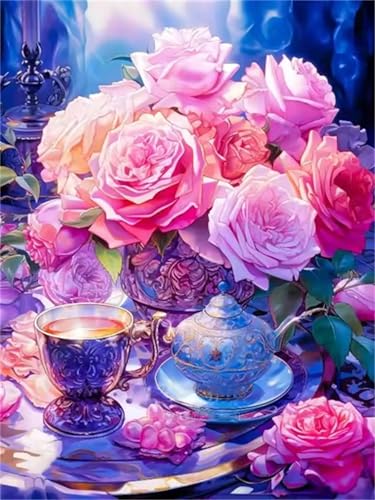 Umfarvt Rosa Rose Teekanne Diamond Painting Erwachsene set DIY Square Vollbohrer 60x80cm,5D Diamant Painting Bilder für Erwachsene,Strass Stickerei Leinwand painting set,Wanddeko Geschenk Umfarvt Rosa Rose Teekanne Diamond Painting Erwachsene set DIY Square Vollbohrer 60x80cm,5D Diamant Painting Bilder für Erwachsene,Strass Stickerei Leinwand painting set,Wanddeko Geschenk von Umfarvt
