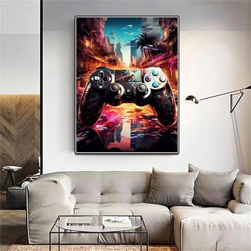 Umfarvt Spielekonsole Diamond Painting Kits Erwachsene und Kinder,Square Drill Full Drill Cross Stickerei Malerei Kits für Home Halloween Wand Décor 40x60cm von Umfarvt
