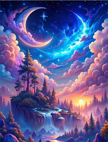 Umfarvt Sternennacht-Wunderland Diamond Painting Erwachsene set DIY Square Vollbohrer 80x100cm,5D Diamant Painting Bilder für Erwachsene,Strass Stickerei Leinwand painting set,Wanddeko Geschenk von Umfarvt