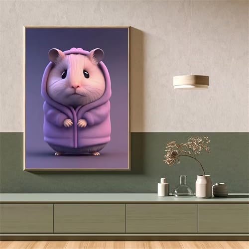 Umfarvt Süßer Hamster Diamond Painting Kits Erwachsene und Kinder,Square Drill Full Drill Cross Stickerei Malerei Kits für Home Halloween Wand Décor 25x45cm von Umfarvt