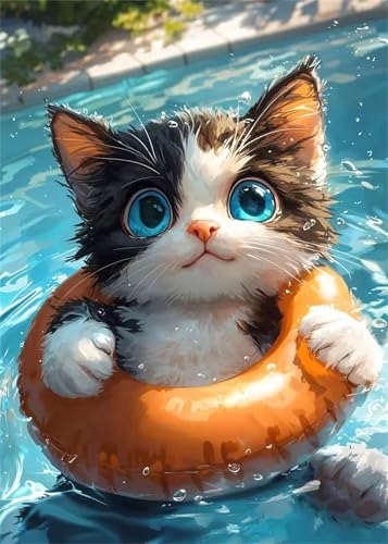 Umfarvt Teich-Katze Diamond Painting Erwachsene set DIY Round Vollbohrer 20x30cm,5D Diamant Painting Bilder für Erwachsene,Strass Stickerei Leinwand painting set,Wanddeko Geschenk Umfarvt Teich-Katze Diamond Painting Erwachsene set DIY Round Vollbohrer 20x30cm,5D Diamant Painting Bilder für Erwachsene,Strass Stickerei Leinwand painting set,Wanddeko Geschenk von Umfarvt