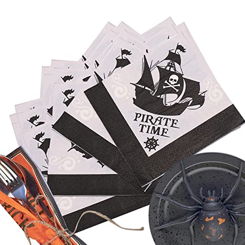 Umifica Halloween-Party-Servietten - Partygeschirr Papier - Totenkopf-Hexe-Kürbis-Servietten-Papier, bedrucktes doppeltes Seidendekor für Themenpartys, 20 Papierhandtücher von Umifica