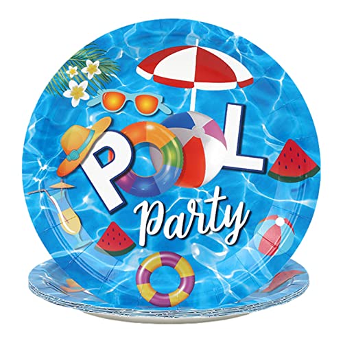 Umifica Sommerfestgeschirr | 10 Stück Strand-Pappteller,Hawaiian Summer Pool Pappbecher und Serviette für Poolparty-Dekorationen von Umifica
