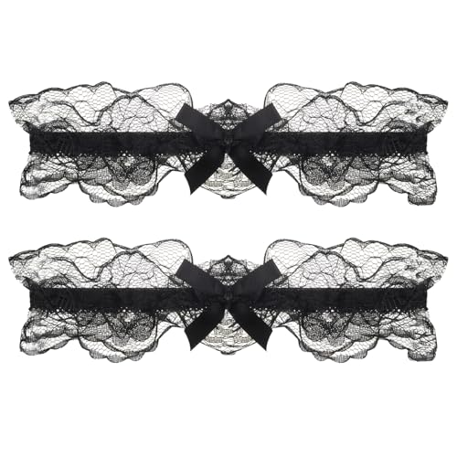 Strumpfbänder, schwarze Spitzen-Strumpfbänder mit Schleife, Junggesellinnenabschiede, Party-Dekorationen, Hochzeits-Braut-Accessoires Strumpfbänder, schwarze Spitzen-Strumpfbänder mit Schleife, Junggesellinnenabschiede, Party-Dekorationen, Hochzeits-Braut-Accessoires von Umiin