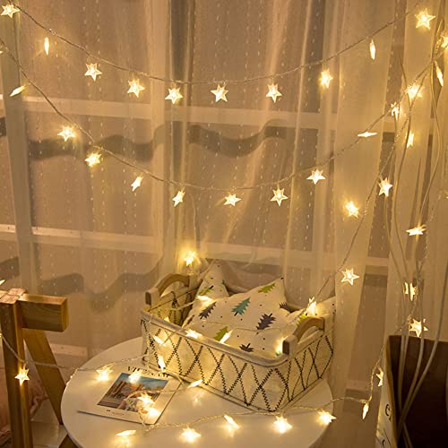 Weihnachtsstern Sterne Lichterkette,3D Stern Lichterkette mit 20 LED,Weihnachtsstern LED Lichterkette,Sternen Lichterkette Batterie betrieben für Innen & Außen Lichterkette Fenster Dekoration von Umikk
