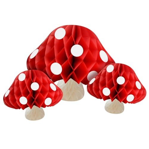 Alice im Wunderland Party-Dekorationen – niedliche 3D-Pilz-Dekoration, Papierlaternen, Wald-Party-Dekorationen, Pilz-Dekoration, Pilzförmige Papierlaterne, faltbar, zum Aufhängen für den Garten von Umimiss
