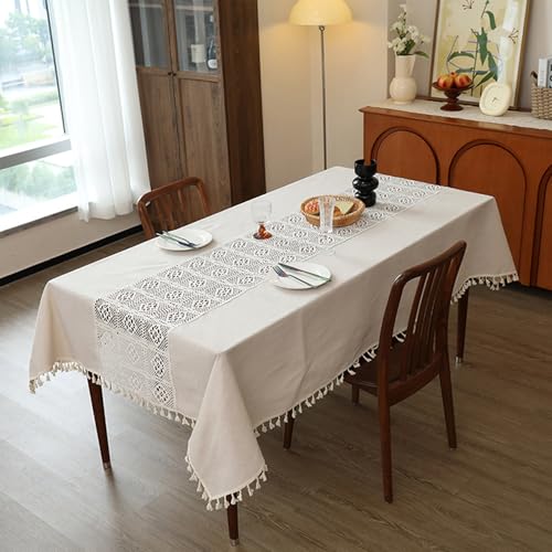 Cremefarbene Tischdecke, 140 x 180 cm, Weihnachten, Beige, Boho, rechteckig, groß, gehäkelt, Patchwork-Tischdecke für Party Cremefarbene Tischdecke, 140 x 180 cm, Weihnachten, Beige, Boho, rechteckig, groß, gehäkelt, Patchwork-Tischdecke für Party von Umimiss