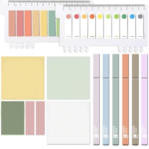 700 Stück Transparente Haftnotizen Klebezettel mit 6 Textmarker Pastell, Sticky Notes Transparent mit Marker StifteSet, Für Bibel Marker Notizzettel Book Annotating Tabs, Back to School Aesthetic von Umiup