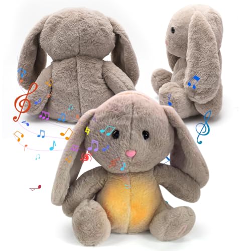 Schlummer Kuscheltier Hase, Ostern Geburtstag Schlummer Kuscheltier mit Herzschlag Atembewegung und Musik, Schlummer Hase Plüschtier, Einschlafhilfe für Neugeborene, Baby Geschenk für Babypartys Schlummer Kuscheltier Hase, Ostern Geburtstag Schlummer Kuscheltier mit Herzschlag Atembewegung und Musik, Schlummer Hase Plüschtier, Einschlafhilfe für Neugeborene, Baby Geschenk für Babypartys von Umllpet