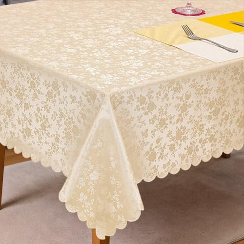 Tischdecke Abwaschbar Outdoor, Wachstuch Rechteckig Plastik Tischtuch Tablecloth Wasserdicht, Wetterfest, Deko für Party, Erntedankfest, Halloween, Esstisch, Feste, Esszimmer (Champagne, 140x180cm) von Umllpet