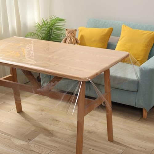 Tischdecke Transparent, PVC Durchsichtige Tischdecke, Tischfolie Durchsichtig, Wasserdicht Abwaschbar Tischschutzfolie, Abwaschbar Tisch Schutzfolie Stark 0.13 mm (Transparent, 100x100cm) von Umllpet
