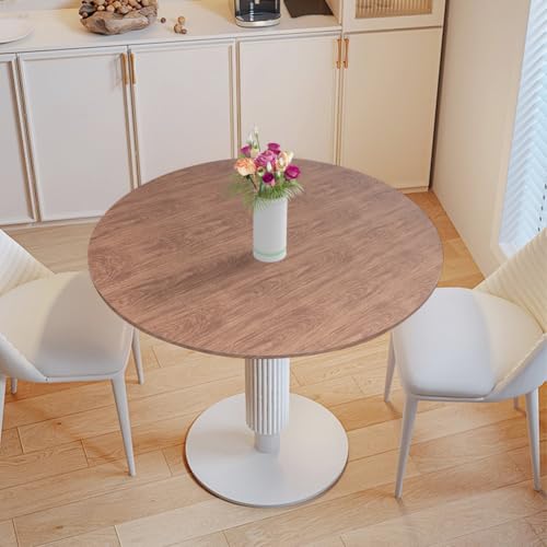 Umllpet Outdoor Runde Tischdecke mit Gummizug Ø 48in(120cm), Elastisch Tischdecke mit Holzmaserung Muster, TPU Tischdecken Tischschutzfolie für Garten Restaurant, Ideal für 90-110cm von Umllpet