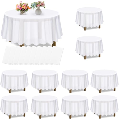 Umllpet Runde Tischdecke Weiß, 10er-Set Weiße Einweg-Tischdecken für Runden Tische, 230 cm / 91 Zoll Runde Tischdecke, Wasserfeste Tischdecken für Geburtstag, Oster, Hochzeit, Brautduschen, Party Umllpet Runde Tischdecke Weiß, 10er-Set Weiße Einweg-Tischdecken für Runden Tische, 230 cm / 91 Zoll Runde Tischdecke, Wasserfeste Tischdecken für Geburtstag, Oster, Hochzeit, Brautduschen, Party von Umllpet