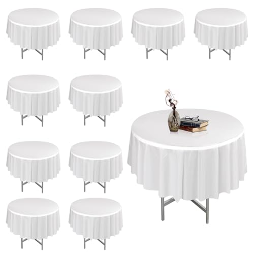 Umllpet Weiße Tischdecke für Runde Tische, 10 Stück Runde Tischdecke Weiß, Einweg- Tischdecke Weiß, Wasserdicht Weiße Tischdecken Party für Geburtstagsfeier, Hochzeit, Empfang, Brautduschen, Babyparty Umllpet Weiße Tischdecke für Runde Tische, 10 Stück Runde Tischdecke Weiß, Einweg- Tischdecke Weiß, Wasserdicht Weiße Tischdecken Party für Geburtstagsfeier, Hochzeit, Empfang, Brautduschen, Babyparty von Umllpet