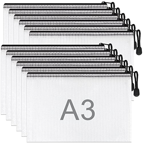 Umriox 12 Stück Dokumententasche A3, schwarze wasserdichte Dokumententasche, A3 Dokumentenmappe mit Reissverschluss, Dokumententasche Zipper A3 Kunststoff für Bürobedarf, Dokumente, Papier,Reisen Umriox 12 Stück Dokumententasche A3, schwarze wasserdichte Dokumententasche, A3 Dokumentenmappe mit Reissverschluss, Dokumententasche Zipper A3 Kunststoff für Bürobedarf, Dokumente, Papier,Reisen von Umriox