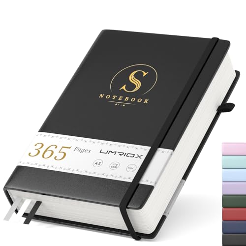 Umriox Notizbuch A5, Hardcover 365 Seiten Lined Journal Tagebuch Liniert Mit 100gsm Premium-Papier, Der Collegeblock Notizblock Eignet Sich Zum Schreiben Und Notieren, 14.5 x 21 cm-Schwarz Umriox Notizbuch A5, Hardcover 365 Seiten Lined Journal Tagebuch Liniert Mit 100gsm Premium-Papier, Der Collegeblock Notizblock Eignet Sich Zum Schreiben Und Notieren, 14.5 x 21 cm-Schwarz von Umriox