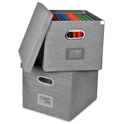 Umtiti 2 PCS Ablageboxen mit Deckel, Upgrade Hängemappenbox aus Faserplatte und Papier in stilvoller Leinenoptik,Dunkelgrau,FGSH-S-2PCS-DE Umtiti 2 PCS Ablageboxen mit Deckel, Upgrade Hängemappenbox aus Faserplatte und Papier in stilvoller Leinenoptik,Dunkelgrau,FGSH-S-2PCS-DE von Umtiti
