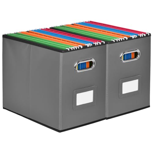 Umtiti 2 x A4-Aktenordner (Ordner nicht im Lieferumfang enthalten). Aktenordneraufbewahrung, langlebige hängende Deckellose Aktenbox für Büro/Dekor/Zuhause, Dunkelgrau, 2 Stück, XS von Umtiti