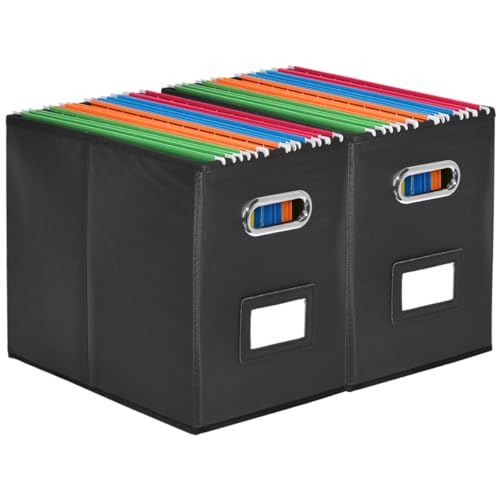 Umtiti Aktenordner im A4-Format (Ordner nicht im Lieferumfang enthalten.Aktenordneraufbewahrung, haltbare hängende Deckellose Aktenbox für Büro/Dekoration/Zuhause, Schwarz, 2 Stück.XS), 2 Stück von Umtiti
