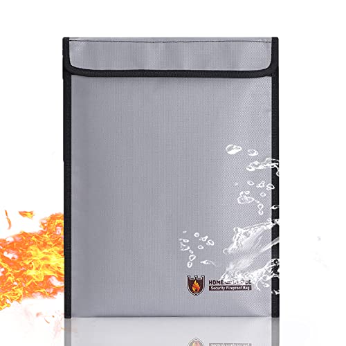 Umtiti Feuerfeste Dokumententasche (1093 °C), feuerfest, wasserdicht, sichere Aufbewahrungstasche mit Reißverschluss für A4-Dokumentenhalter, Akten, Bargeld und Tablet, Grau, 1 Stück（GY） von Umtiti