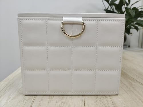 Umzing Weiße Aufbewahrungsbox aus Kunstleder für Gesichtshandtücher mit goldenem Griff und Magnetverschluss, staubdichter Organizer für 24 x 29 cm Einweg-Gesichtshandtücher, Badezimmer-Waschtisch und Umzing Weiße Aufbewahrungsbox aus Kunstleder für Gesichtshandtücher mit goldenem Griff und Magnetverschluss, staubdichter Organizer für 24 x 29 cm Einweg-Gesichtshandtücher, Badezimmer-Waschtisch und von Umzing
