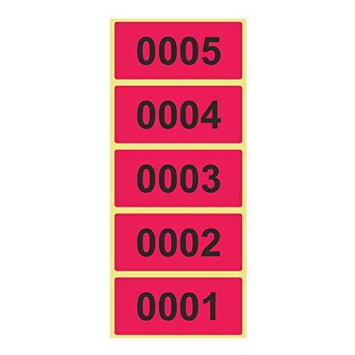 1.000 Etiketten/Aufkleber auf Rolle - LEUCHTPINK - fortlaufend nummeriert - 56 x 25 mm von Unbekannt