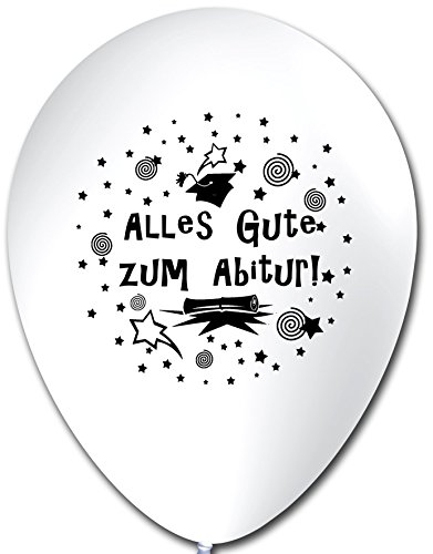 Unbekannt 10 Luftballons Alles Gute zum Abitur, WEIß, ca. 30 cm von Unbekannt