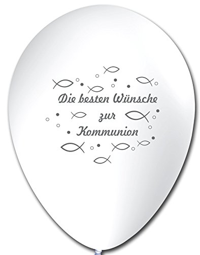 Unbekannt 10 Luftballons Die besten Wünsche zur Kommunion, WEIß, ca. 30 cm Durchmesser von Unbekannt