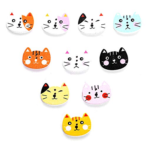 Unbekannt 100 Stück Holz-Katze Knöpfe mit 2 Löchern, Bunt, Geschenk, Dekoration, Nähen, Basteln Unbekannt 100 Stück Holz-Katze Knöpfe mit 2 Löchern, Bunt, Geschenk, Dekoration, Nähen, Basteln von Unbekannt