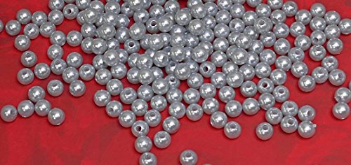 1000 Perlen perlmutt grau silber -matt Wachsperlen 8mm von Unbekannt