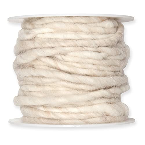 10m Wollschnur mit Juteseele Wollband Wolle Dekowolle Filzkordel D ca. 5mm, Farbe:Creme von Unbekannt