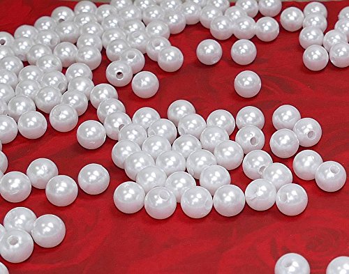 115 Perlen 10mm perlmutt weiß von Unbekannt