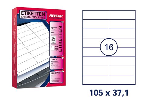 1600 HEISAP Universal Druckeretiketten 105 x 37,1 Weiß permanent selbstklebend Etiketten 100 Bogen A4 HEI019 1600 HEISAP Universal Druckeretiketten 105 x 37,1 Weiß permanent selbstklebend Etiketten 100 Bogen A4 HEI019 von Unbekannt
