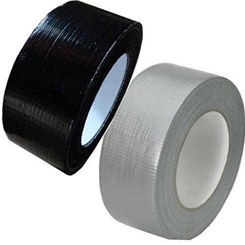 2 Rollen Klebeband Gewebeband Panzerband Panzertape 50m X 48mm schwarz (2 Ro. 50x48mm 2 Farben, 2 Rollen je 1x schwarz + silber) von iapyx