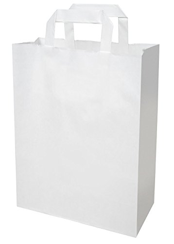 250 Papiertragetaschen Papiertaschen Tüten Papiertüten Tragetaschen weiß 32 + 12 x 42 cm von Unbekannt