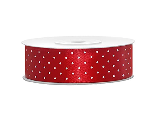 Satin Band 25mm mit Punkten (rot/weiß) Satin Band 25mm mit Punkten (rot/weiß) von PartyDeco