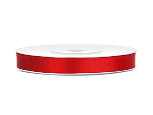 25m Satinband Satin Geschenkband rot 6mm breit von PartyDeco