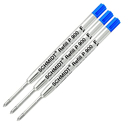 3 PACK – blue-p900-fine Spitze Schmidt Kugelschreiber Parker Style Refill von SCHMIDT